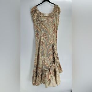 Victorian Choice Paisley Ruffle Dress Women’s XXL Asymmetrical Hem
